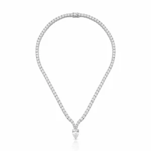 Colar Riviera Luxo Head Snake 40 cm Banhado em Ródio Branco