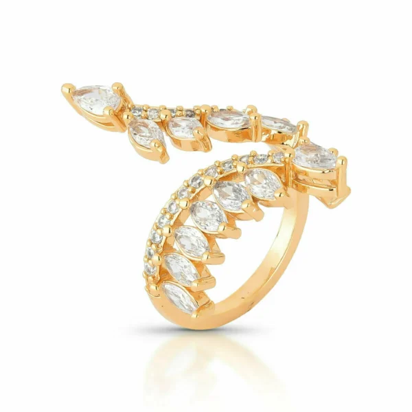 Anel Swan Cravejada Banhado em Ouro 18K