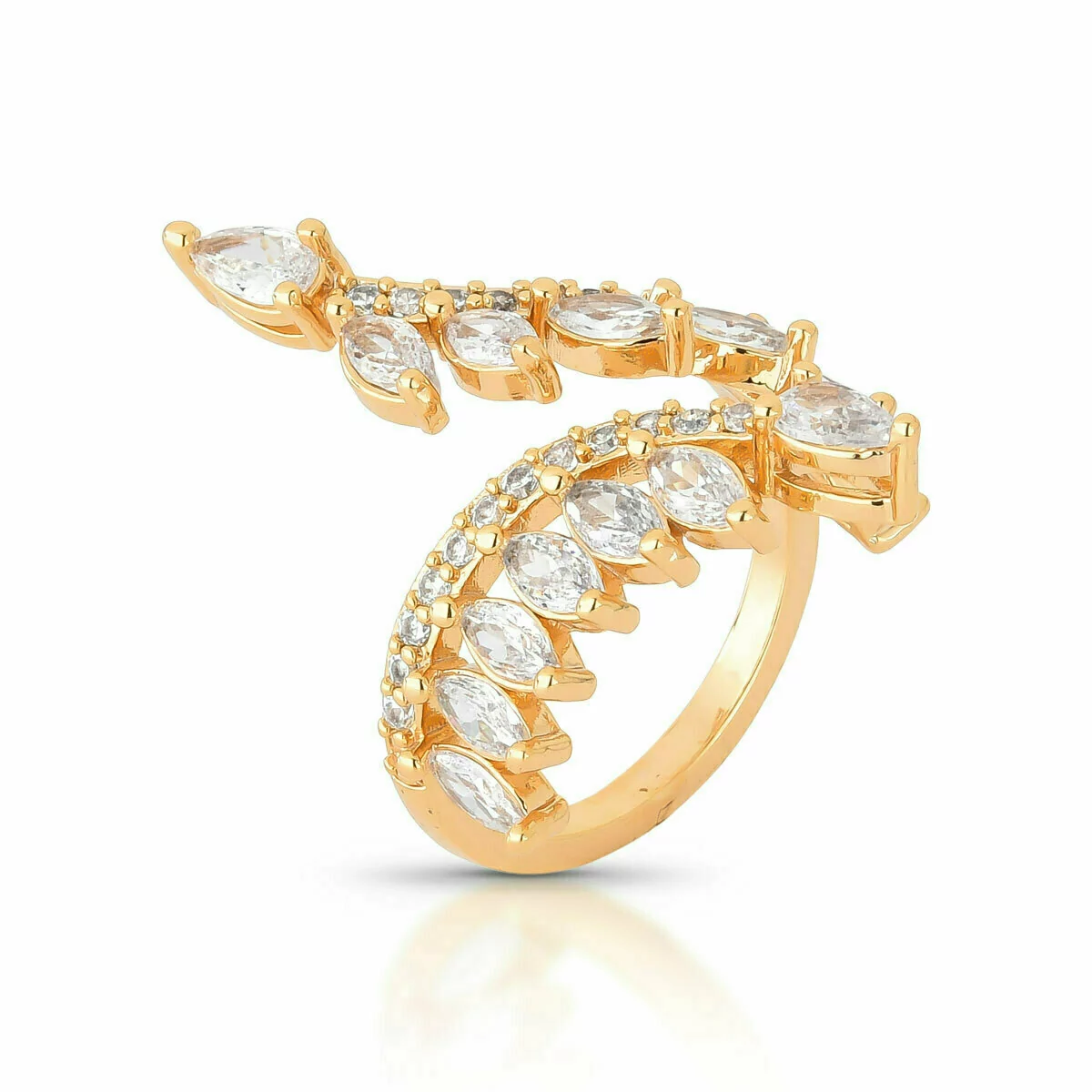 Anel Swan Cravejada Banhado em Ouro 18K