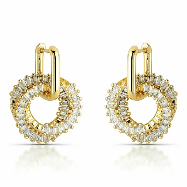 Brinco Argola Shine Circle Banhado em Ouro 18K com Cravação em Zircônia Baguete