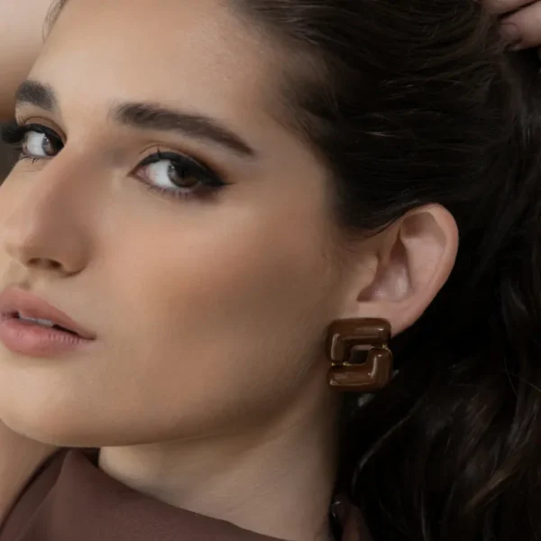 Brinco retangular verde