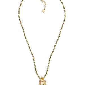 Colar Green Mix Drop - Dourado Tesouro Verde Vermelho