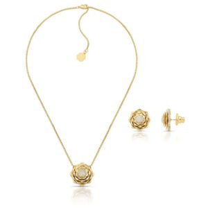 Conjunto Shine Bloom - Dourado Zirconia Incolor