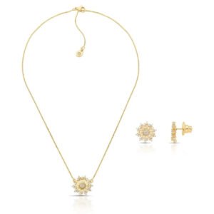 Conjunto Liso Girassol Zirconia - Dourado Zirconia Incolor