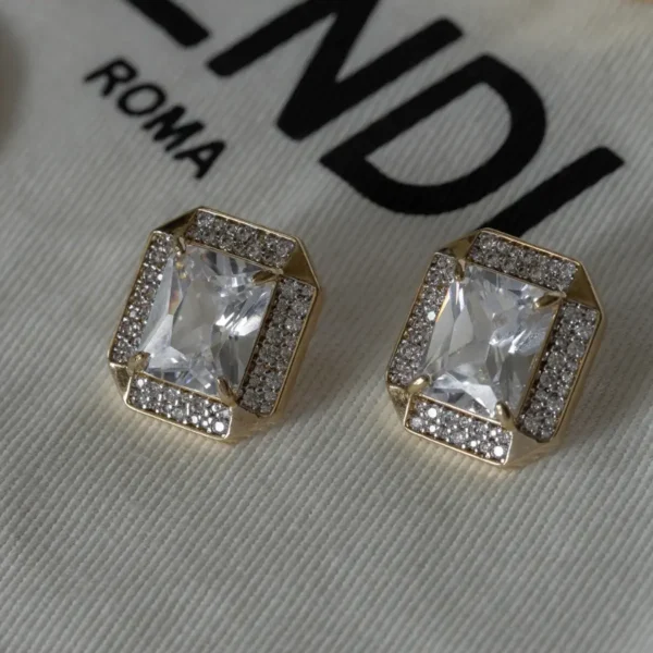 Brinco Retangular Zirconia