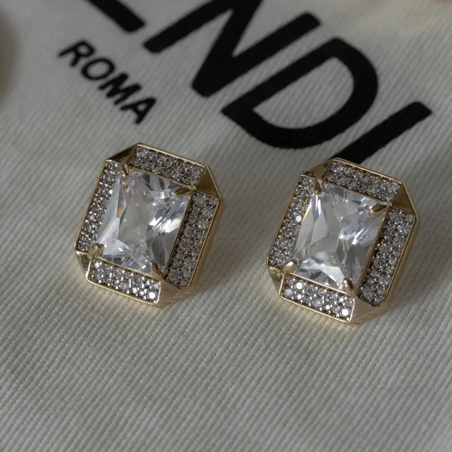 Brinco Retangular Zirconia