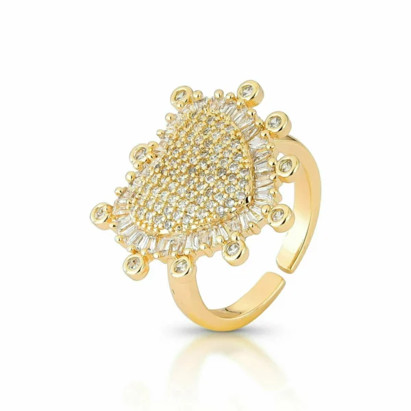 Anel Coração Luxuoso Cravejado Cristal