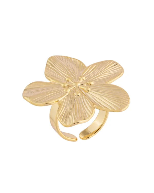 Anel Maxi Flower Banhado em Ouro 18