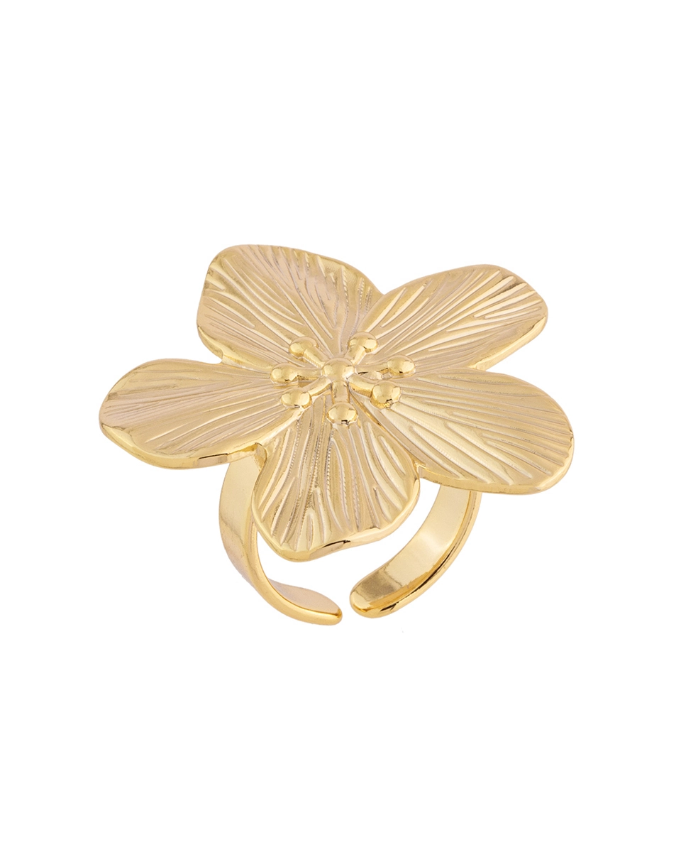 Anel Maxi Flower Banhado em Ouro 18