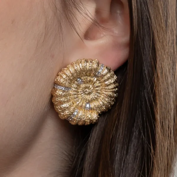 Brinco Caracol Ródio e Ouro 18k