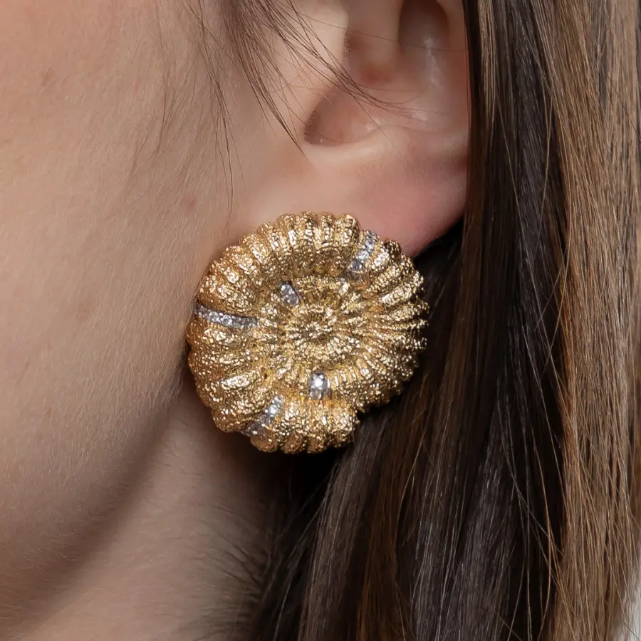 Brinco Caracol Ródio e Ouro 18k