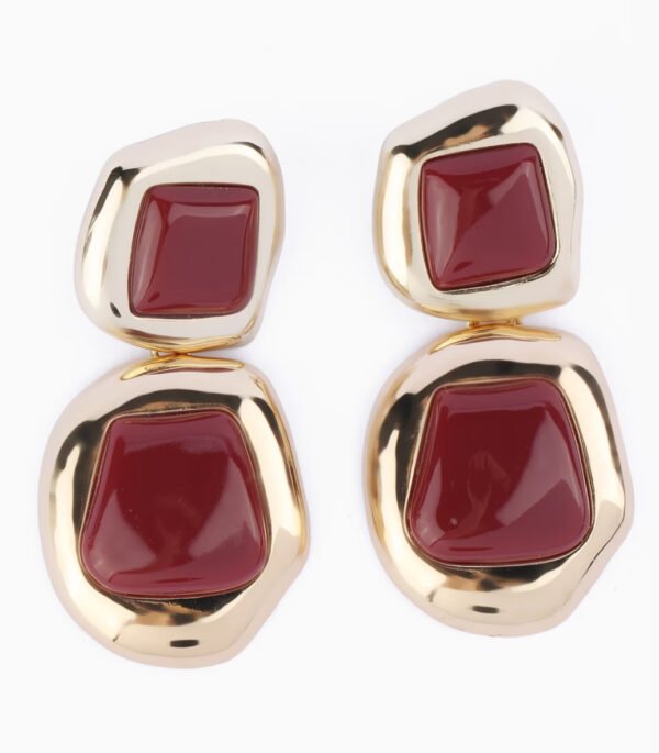 Brinco Pendente Orgânico Resinado Vinho