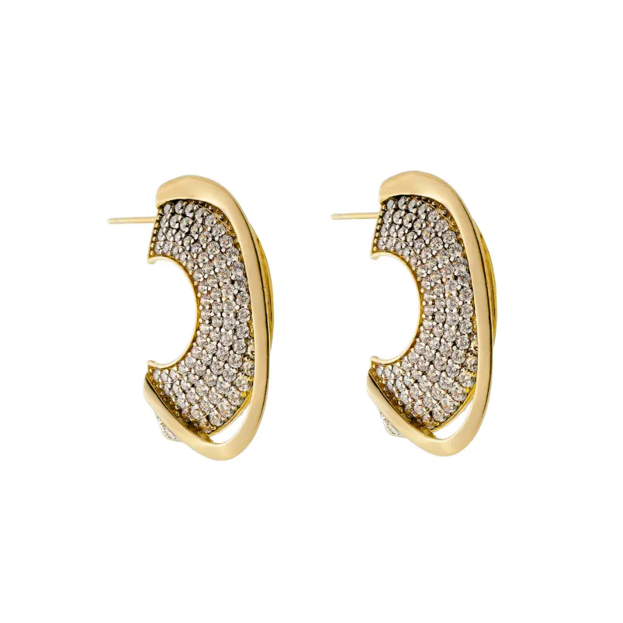 Brinco meia argola microcravejado