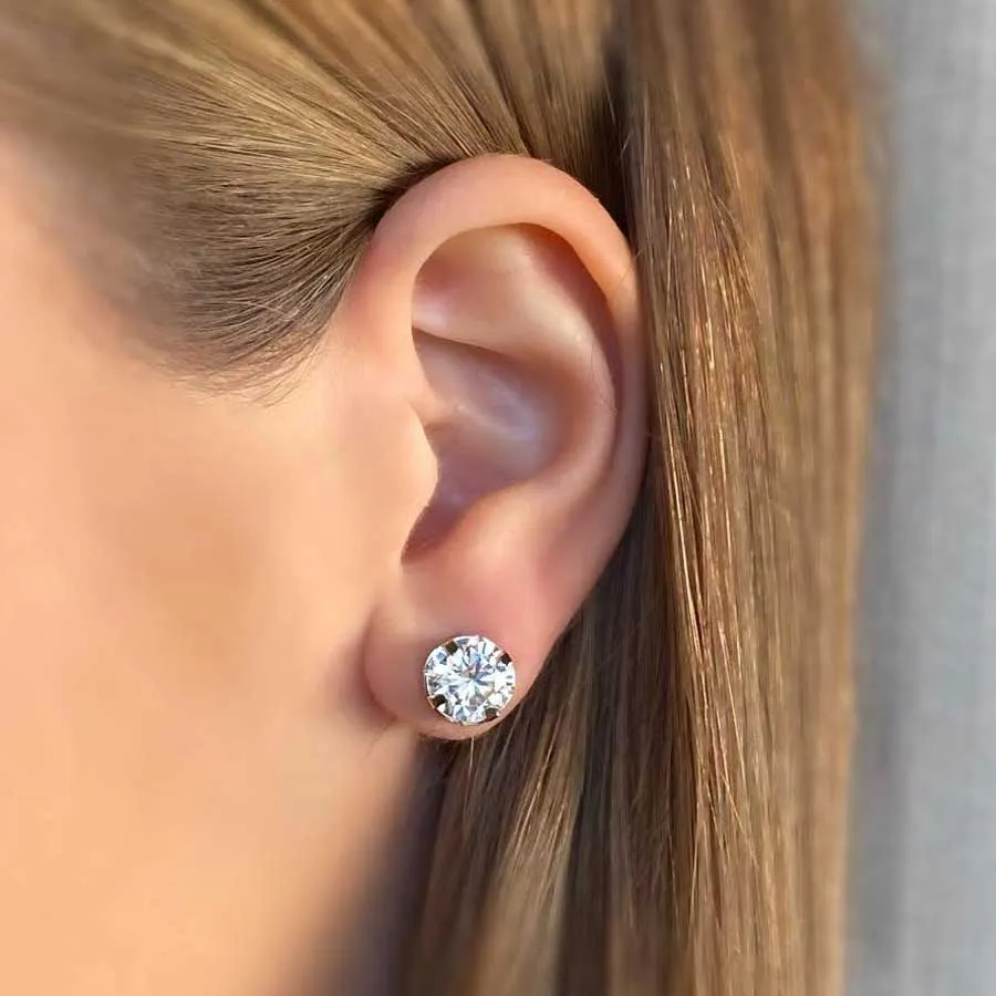 Brinco Ponto de Luz G Banhado a Ródio Branco