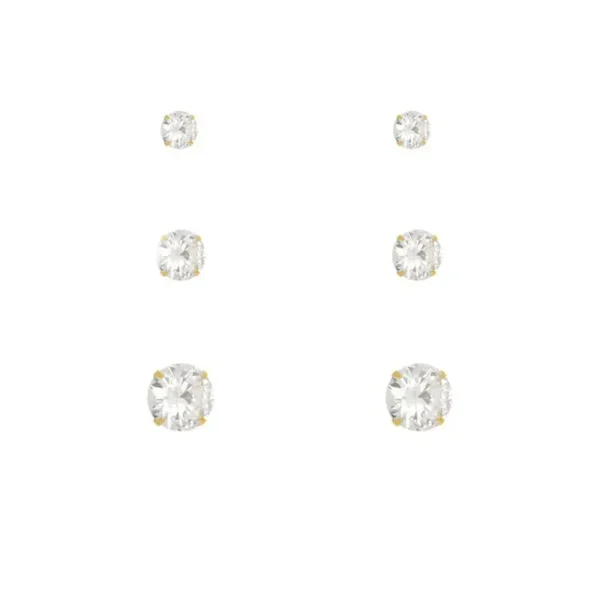 Brinco Trio Ponto de Luz Folheado a Ouro 18k