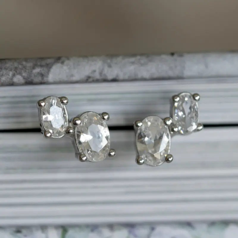 Brinco duplo prata 925